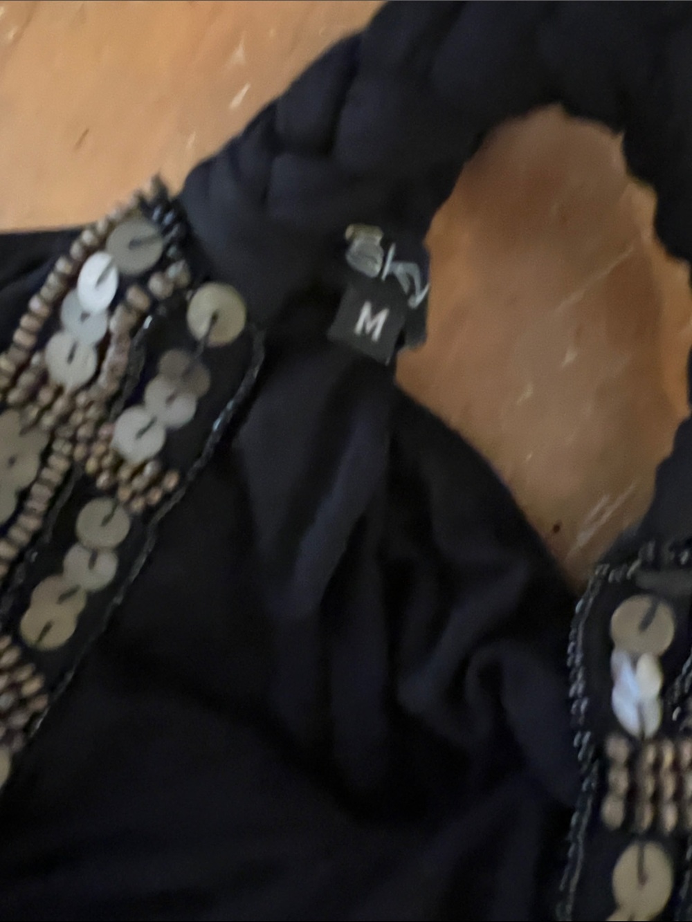 Sky Black Embellished Halter Tank Top - Picture 3 of 6
